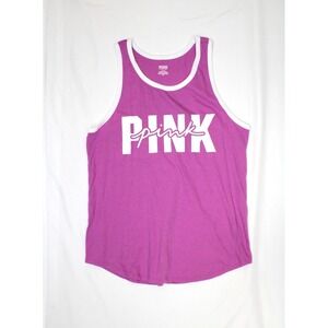 Victoria's Secret Pink Racerback Athletic Muscle Tank Top Logo Purple Medium